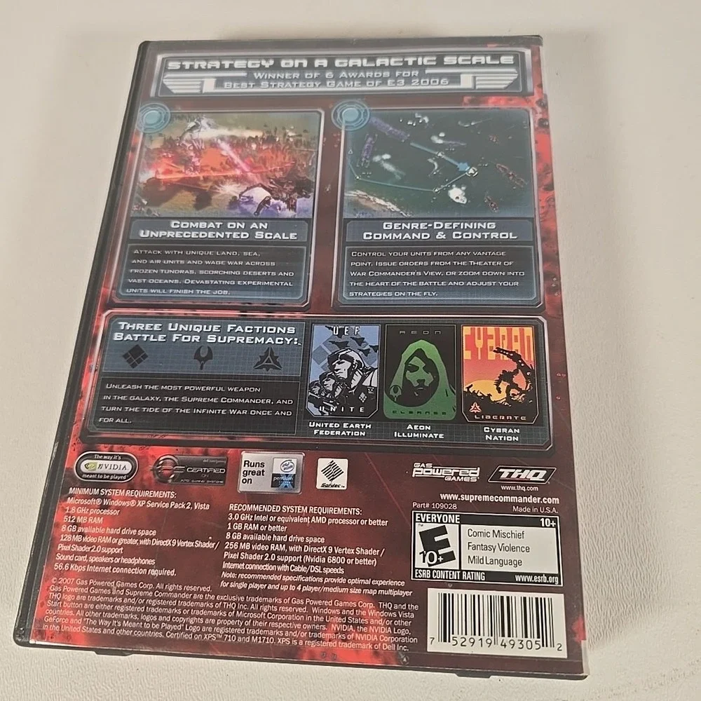 Supreme Commander Sci-Fi Strategy Video Game PC CD-ROM 2007